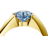 Yellow gold Fancy Blue Round  Solitaire Tension Set Diamond Ring_24
