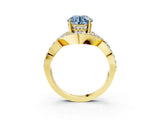 Yellow gold Fancy Blue Round  Solitaire Twist Band Pavé Diamond Engagement Ring_40