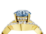 Yellow gold Fancy Blue Round  Solitaire Twist Band Pavé Diamond Engagement Ring_41