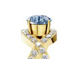 Yellow gold Fancy Blue Round  Solitaire Twist Band Pavé Diamond Engagement Ring_42