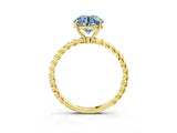 Yellow gold Fancy Blue Round  Solitaire Twist Band Ring with Four-Prong Setting_15