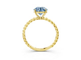Yellow gold Fancy Blue Round  Solitaire Twist Band Ring with Four-Prong Setting_71