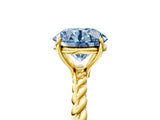 Yellow gold Fancy Blue Round  Solitaire Twist Band Ring with Four-Prong Setting_73