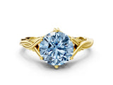 Yellow gold Fancy Blue Round  Solitaire Twist Band Six-Prong Setting 1