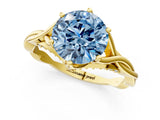 Yellow gold Fancy Blue Round  Solitaire Twist Band Six-Prong Setting 2