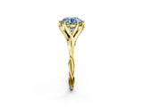 Yellow gold Fancy Blue Round  Solitaire Twist Band Six-Prong Setting 3