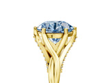 Yellow gold Fancy Blue Round  Solitaire Twist Band Six-Prong Setting