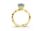 Yellow gold Fancy Blue Round  Solitaire Twist Band with Pavé Accents and Four-Prong Setting_23