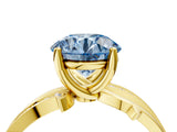 Yellow gold Fancy Blue Round  Solitaire Twist Band with Pavé Accents and Four-Prong Setting_24