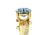 Yellow gold Fancy Blue Round  Solitaire Twist Band with Pavé Accents and Four-Prong Setting_25