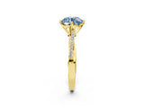 Yellow gold Fancy Blue Round  Solitaire Twist Band with Pavé Diamonds and Four-Prong Setting_55