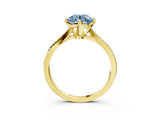 Yellow gold Fancy Blue Round  Solitaire Twist Band with Pavé Diamonds and Four-Prong Setting_56