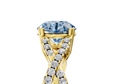 Yellow gold Fancy Blue Round  Solitaire Twist Band with Pavé Setting and Four-Prong Setting_22