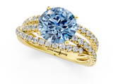 Yellow gold Fancy Blue Round  Solitaire Twist Band with Pavé Setting and Four-Prong Setting_86