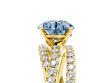 Yellow gold Fancy Blue Round  Solitaire Twist Band with Pavé Setting and Four-Prong Setting_90
