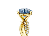 Yellow gold Fancy Blue Round  Solitaire Twist Band with Pave Prong Setting_64