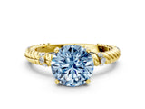 Yellow gold Fancy Blue Round  Solitaire Twisted Band Prong Set Engagement Ring_61