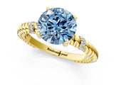 Yellow gold Fancy Blue Round  Solitaire Twisted Band Prong Set Engagement Ring_62