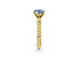 Yellow gold Fancy Blue Round  Solitaire Twisted Band Prong Set Engagement Ring_63