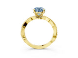 Yellow gold Fancy Blue Round  Solitaire Twisted Band with Bead Prong Setting_368