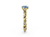 Yellow gold Fancy Blue Round  Solitaire Twisted Band with Pavé Accents and Four-Prong Setting_5