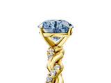 Yellow gold Fancy Blue Round  Solitaire Twisted Band with Pavé Accents and Four-Prong Setting_8