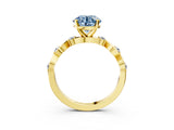 Yellow gold Fancy Blue Round  Solitaire Twisted Band with Prong Setting 3