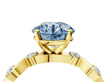 Yellow gold Fancy Blue Round  Solitaire Twisted Band with Prong Setting 4