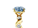 Yellow gold Fancy Blue Round  Solitaire Twisted Band with Prong Setting 5