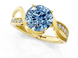 Yellow gold Fancy Blue Round  Solitaire Twisted Band with Prong Setting_4