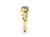 Yellow gold Fancy Blue Round  Solitaire Twisted Band with Prong Setting_5