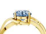 Yellow gold Fancy Blue Round  Solitaire Twisted Band with Prong Setting_7
