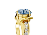 Yellow gold Fancy Blue Round  Solitaire Twisted Band with Prong Setting_8