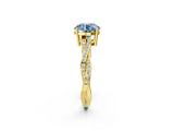 Yellow gold Fancy Blue Round  Solitaire Twisted Pave Diamond Ring with Four-Prong Setting_105