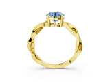 Yellow gold Fancy Blue Round  Solitaire Twisted Pave Diamond Ring with Four-Prong Setting_106