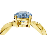 Yellow gold Fancy Blue Round  Solitaire Twisted Pave Diamond Ring with Four-Prong Setting_107