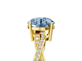 Yellow gold Fancy Blue Round  Solitaire Twisted Pave Diamond Ring with Four-Prong Setting_108