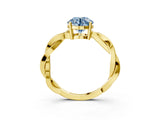 Yellow gold Fancy Blue Round  Solitaire Twisted Pave Diamond Ring with Four-Prong Setting_15