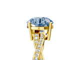 Yellow gold Fancy Blue Round  Solitaire Twisted Pave Diamond Ring with Four-Prong Setting_17