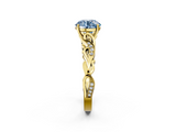 Yellow gold Fancy Blue Round  Solitaire Vine Band with Milgrain Prong Setting_5