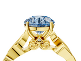 Yellow gold Fancy Blue Round  Solitaire Vine Band with Milgrain Prong Setting_7