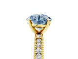 Yellow gold Fancy Blue Round  Solitaire with Pavé Band and Four-Prong Setting_329