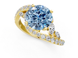 Yellow gold Fancy Blue Round  Solitaire with Pavé Twist Band and Four-Prong Setting_80