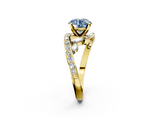 Yellow gold Fancy Blue Round  Solitaire with Pavé Twist Band and Four-Prong Setting_81