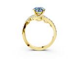 Yellow gold Fancy Blue Round  Solitaire with Pavé Twist Band and Four-Prong Setting_82