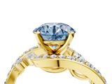 Yellow gold Fancy Blue Round  Solitaire with Pavé Twist Band and Four-Prong Setting_83