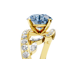 Yellow gold Fancy Blue Round  Solitaire with Pavé Twist Band and Four-Prong Setting_84