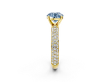 Yellow gold Fancy Blue Round  Solitaire with Pave Band and Four-Prong Setting_5