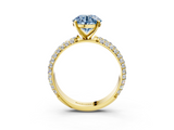 Yellow gold Fancy Blue Round  Solitaire with Pave Band and Four-Prong Setting_6