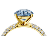 Yellow gold Fancy Blue Round  Solitaire with Pave Band and Four-Prong Setting_7